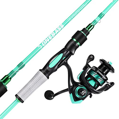 One Bass Spirit Flame Fishing Rod Reel Combo, Spinning Fishing Pole with Graphite 2Pc Blanks, Stainless Steel Guides - color: Blue, size: 7'0"Medium Heavy-Fast with 2000 Reel