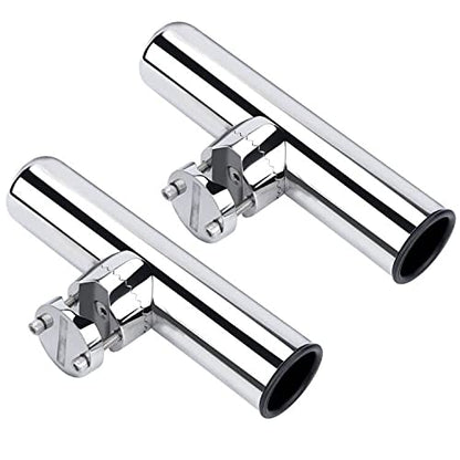 Fishing Rod Holders for Boat, 2 Pack Stainless Steel Rail Mount Rod Holders Clamp on 1" to 1-1/4" Rail for Fishing Boats, Kayaks, Canoes, and Other watercraft.