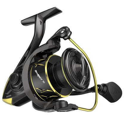KastKing Sharky Spinning Reel – 5.2:1 & 6.2:1 Gear Ratios, Carbon Fiber Drag 33–39.5LB, 10+1 Stainless Bearings, Lightweight Nylitech Body, Oversize Shaft, for Saltwater & Freshwater - color: 6.2:1-Sharky X, size: 2000
