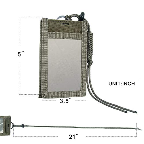 EXCELLENT ELITE SPANKER Tactical ID Card Holder Adjustable Neck Lanyard Key Ring Loop Patch Badge Holder and Credit Card Organizer (Ranger Green) - color: Ranger Green