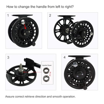 Aventik HVCE Graphite Fly Reel Center Drag System Classic III Graphite 3/4, 5/6, 7/8wt Large Arbor Freshwater Fly Fishing Reels - size: 3/4, style: With Line