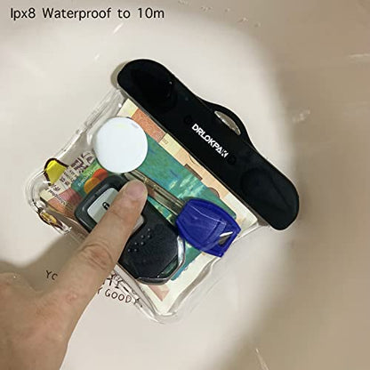 DRLOKPAK Submersible Waterproof Wallet Surf Dry Car Key FOB Case Bag 2Pack Waterproof Pouch Holder For Key Credit Door Ship Card Cash ID Driver Fishing Hunting License(Clear＋Clear - color: Clear+Clear