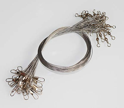 60pcs Fishing Wire Leaders Nylon-Coated Fishing Line Wire Leaders with Swivels and Snaps 6inch, 9inch, 12inch - color: Gray-60pcs
