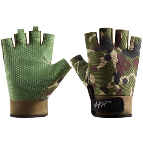 SUJAYU Fingerless Gloves - Multipurpose Water & Sports Gloves for Fishing, Sailing, Rowing, Kayaking & More - Men & Women - color: Green, size: Large