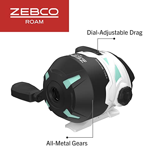 Zebco Roam Telescopic Fishing Rod and Spinning or Spincast Fishing Reel Combo, Durable 6-Foot Fiberglass Rod with ComfortGrip Handle, Pre-spooled with Zebco Cajun Fishing Line - style: Spincast Reel - Seafoam