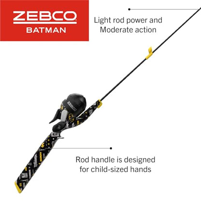 Zebco Youth Floating Spincast Reel and Fishing Rod Combo, Pre-Spooled with 6-Pound Cajun Line - color: Black/Yellow/Gray