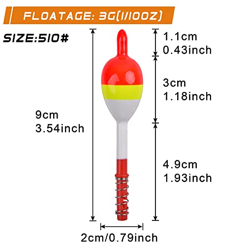 Fishing Bobbers Floats,Wood Slip Bobber Fishing Spring Oval Stick Slip Balsa Bobber for Crappie Catfish Trout Panfish Walleyes Fishing Tackle Accessories - color: 1.18in X 0.79in X 3.54in - 10pcs