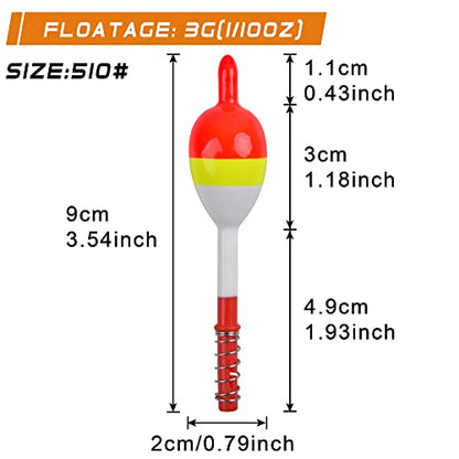 Fishing Bobbers Floats,Wood Slip Bobber Fishing Spring Oval Stick Slip Balsa Bobber for Crappie Catfish Trout Panfish Walleyes Fishing Tackle Accessories - color: 1.18in X 0.79in X 3.54in - 10pcs