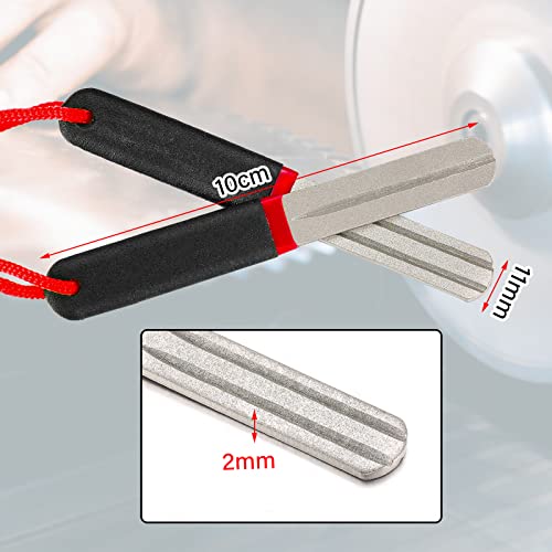 Skylety 2 Pcs Hook Sharpener Hook File for Fishing Diamond File with Handle Portable Double Sided Fine and Medium Grit for Fishing - color: Red