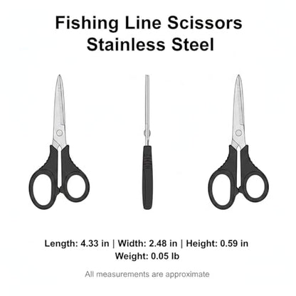 Stainless Steel Fishing Line Scissors - Precision Cutters for Braided, Fluorocarbon & Nylon Lines - Compact Corrosion-Resistant Tackle Tool for Anglers (Silver)
