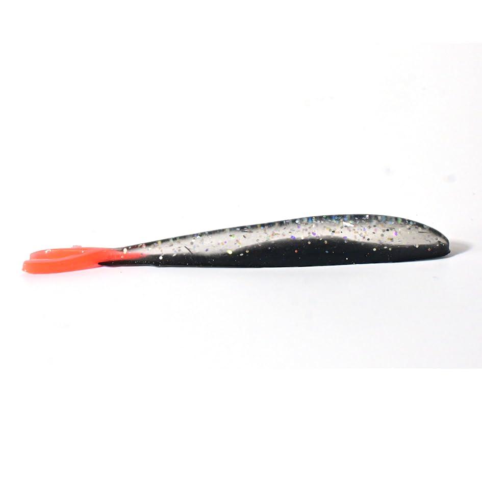 Dongrun Soft Bait, Split Tail Design,Soft Lure for Trout Crappie Bass,Durable Plastic Bait Swimmer for Saltwater/Freshwater, Fishing Lover's Gift - color: black and transparent