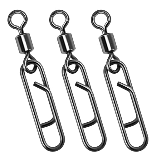 Dr.Fish Fishing Clips with Swivels, Speed Power Clips with Barrel Swivels Quick Change Lure Snap Swivels Fishing Tackle Leader Line Connector for Freshwater & Saltwater - size: #4(1.2")-77LB-20 Pack