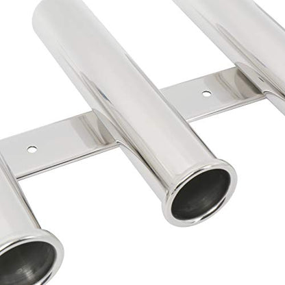 Amarine Made 5 Tube Stainless Steel Fishing Rod Rack Mirror Finish 316 Stainless Steel 5 Rod Rack