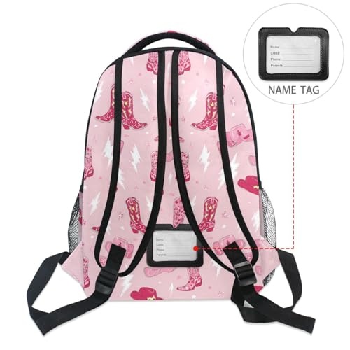 Pfrewn Kids Backpack for Girls Boys Retro Cowgirl Boots Lightning Backpacks Lightweight School Bag 16" - color: Cowgirl, size: 11.4x6.9x16in