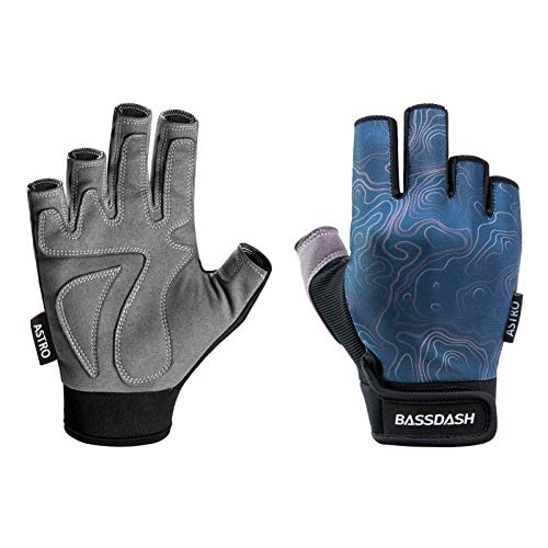BASSDASH Astro Fishing Gloves Men’s Women’s Fingerless Gloves for Game Fishing Kayaking Paddling Sailing MTB - color: Contour, size: Small