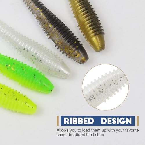 MAFIMOEA50/40/30Pcs Paddle Tail Swim Baits Lures Fishing Soft Plastic Lure Kit for Bass Trout Walleye Crappie 5.5cm 6.5cm 7.5cm - color: White, size: 6.5cm/2.55in-40pcs