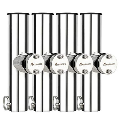 AMYSPORTS Stainless Steel Trolling Rod Holder Clamp Side Mount Fishing Pole Holders Adjustable Kayak Rail Rods Supporters Boat Sailboat for Boating