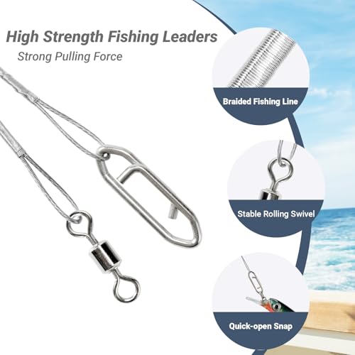 QISHUO Heavy Steel Fishing Leader Saltwater High Strength Wire Leader Line Bait Freshwater Fishing Leaders Stainless White Nickel - size: Size #3 (9.8in-40lb) 30pcs