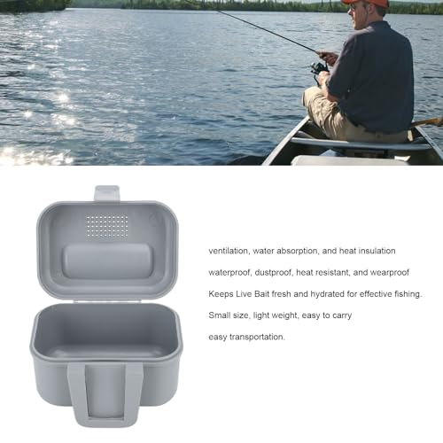 RiToEasysports Fishing Live Bait Box, Bait Cooler Box Plastic Waterproof Worm Bait Holder Heat Resistant Live Bait Container Grey