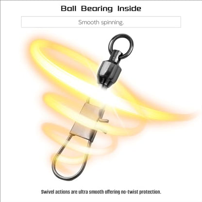Ball Bearing Snap Swivels Fishing Saltwater Freshwater Snap Swivels Fishing Tackle Swivel with Interlock Snap Clips Stainless Steel Black - size: #3 (33Lbs) 25Pcs