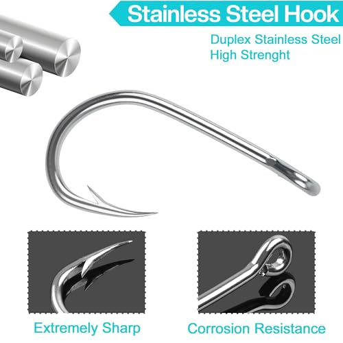 Saltwater Circle Hooks,50 Packs Strong Stainless Steel Fishing Hooks Live Bait Fish Hook Jig Catfish Hook 1/0-10/0 - size: 6/0 - 50 PACK