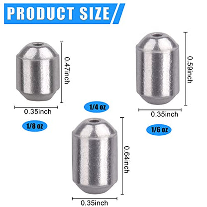 AGOOL Egg Sinkers Fishing Weights, 15/25pcs Iron Slip Sinkers Oval Catfish Weights for Bass Casting/Saltwater/Freshwater Fishing - size: 15pcs_1/8oz