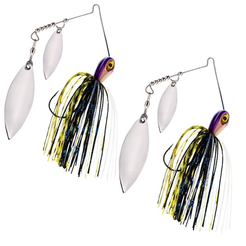 Reaction Tackle Tungsten Double Willow Spinnerbait, Compact Profile Bass Fishing Lure with Flash and Vibration for Largemouth and Smallmouth Bass (2-Pack) - color: Killer, size: 3/8 Oz