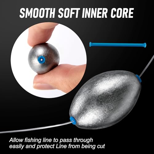 Alwonder Egg Sinkers Fishing Weights 3/16-10oz, Oval Lead Fishing Weights Sinkers Bass Fishing Casting Egg Sinker Saltwater Freshwater Tackle - size: 3/4oz - 20pcs