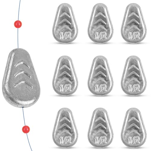 No Roll Sinker Fishing Weights, No Snag Flat Inline Catfish Sinkers Weights Saltwater Surf Fishing Rigs Catfishing Tackle - style: 0.5oz-10pcs