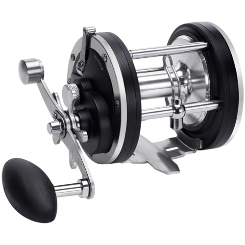 Sea Fishing Reel 44-66 LB Max Drag Saltwater Round Conventional Trolling Reel Aluminum CNC 2.8:1/4.4:1 Gear Ratio 5+1/7+1 Bearings for Tuna Salmon Marlin - color: BLack-Right Hand, size: 44Lb-SL500