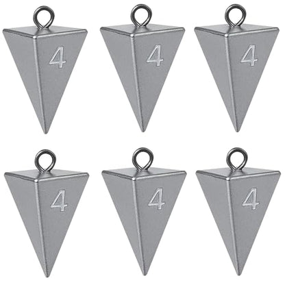 Pyramid Sinkers for Surf Fishing – Lead Fishing Weights, No-Roll Bottom Hold - style: 4oz - 6pcs