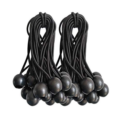 Ball Bungee Cords, 50 Packs, 6Inch Black Tie Down Cords for Tarp, Canopy Shelter, Wall Pipe, UV Resistant - size: 6 Inch