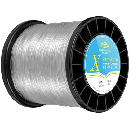 SF Monofilament Fishing Line Premium Spool X-Strong Mono Nylon Material Leader Line for Saltwater Freshwater 8/10/12/15/20/25/30/40/50/60/80/100LB - color: Clear, size: 200LB/0.065in/197Yds