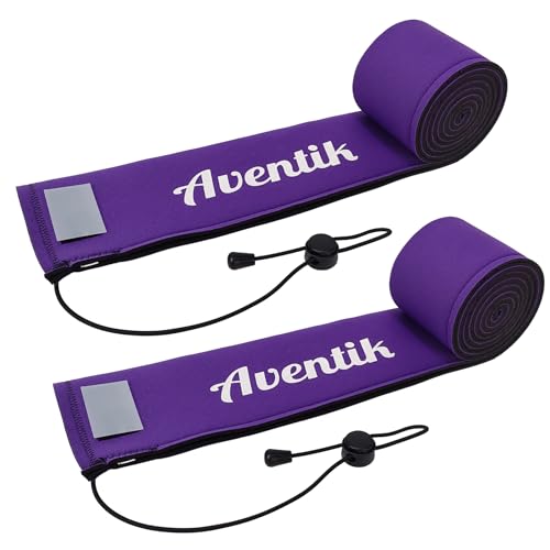 Aventik Lightproof Neoprene Rod Sleeve – Protective Fishing Rod Sock Cover with Hanging Loop & Adjustable Lanyard for Casting, Spinning & Trolling Rods - color: 2xPurple, size: Length: 52''/1.32m