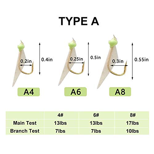 Fishing Bait Rigs Saltwater, 10Packs Surf Fishing Rigs with Fish Skin Feather Fishing Hooks Swivels Glow Beads Rigs Sea Bass Rigs Fishing Bait Lures - color: AFA, size: 6#