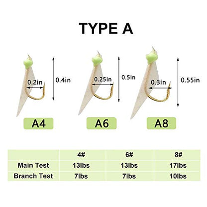 Fishing Bait Rigs Saltwater, 10Packs Surf Fishing Rigs with Fish Skin Feather Fishing Hooks Swivels Glow Beads Rigs Sea Bass Rigs Fishing Bait Lures - color: AFA, size: 6#