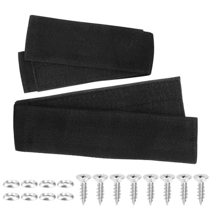 12760-7 Fishing Boat Deck Rod Holder Straps Set, 10 Inch Handle Strap, 6 Inch Rod Tip Strap and Screws for Fishing Boat Accessories, Black
