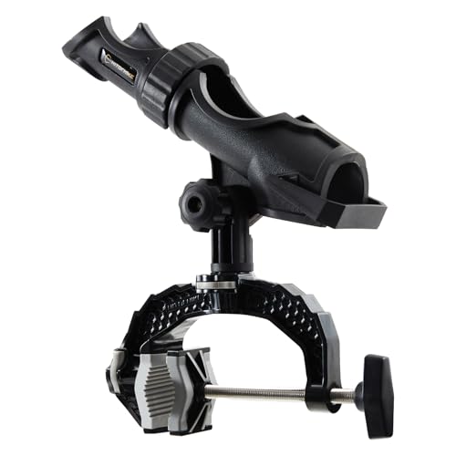 Hitorhike Fishing Rod Holder with Aluminum Alloy Base and One-Click Lock System Fits Round Square Tubes 0.59"~4.53" Enlarged Clamp Range for Boat Kayak Fishing - style: Powerlock Fishing Rod Holder-1 Pack