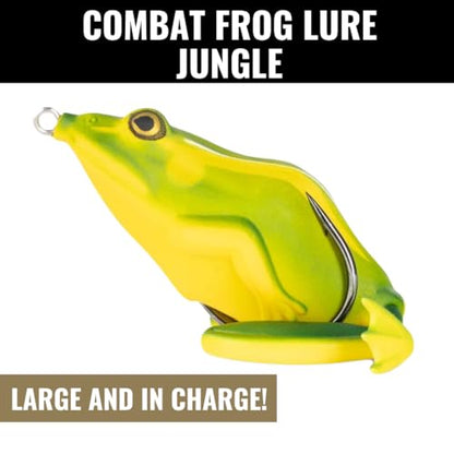 Lunkerhunt - Topwater Fishing Lures for Bass Trout Fishing | Combat Frog Lure for Big Fish | Award Winning Hollow Body Frog Fishing Bait with Weedless Hooks - color: Jungle
