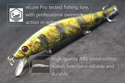 Minnow Crankbait for Bass Fishing Bass Lure Jerkbait Fishing Lures and Tackle Box - color: HM262SKB2