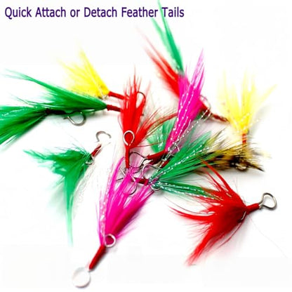 Aboda Rooster Tail Fishing Lures Kit, 10 Spinnerbaits w 16 Attachable Rooster Tails in 8 Colors, Fishing Lures for Bass Salmon Trout and Crappie - size: 1/16 oz Set