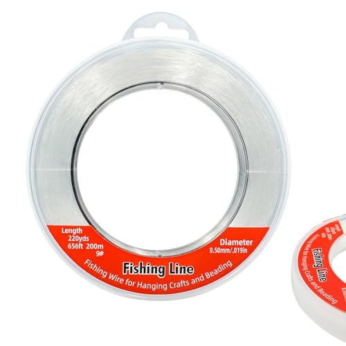 Nylon Fishing Line, 0.45mm 985ft,Strong Clear Invisible Hanging Wire for Crafts Beading, Decorative Pictures, Stringing Lights - size: 0.5mm-.019inch-656ft