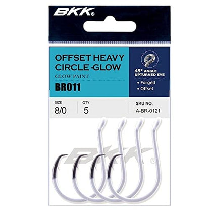 BKK Offset Heavy Circle Glow Hook | 2X | Glow in The Dark | Needle Point - size: 4/0#