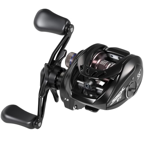 Sougayilang Baitcasting Reel with Digital Anti-Backlash Control - Smart Computer Braking System, 7.2:1 Gear Ratio, 18.5LB Max Drag-Easy Casting Baitcaster for Beginners & Bass Anglers - color: black, size: Right Hand