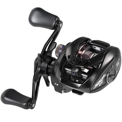 Sougayilang Baitcasting Reel with Digital Anti-Backlash Control - Smart Computer Braking System, 7.2:1 Gear Ratio, 18.5LB Max Drag-Easy Casting Baitcaster for Beginners & Bass Anglers - color: black, size: Right Hand