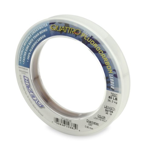 Hi-Seas Quattro 100% Fluorocarbon Leader - size: 50 Yard, 80 Pound Test