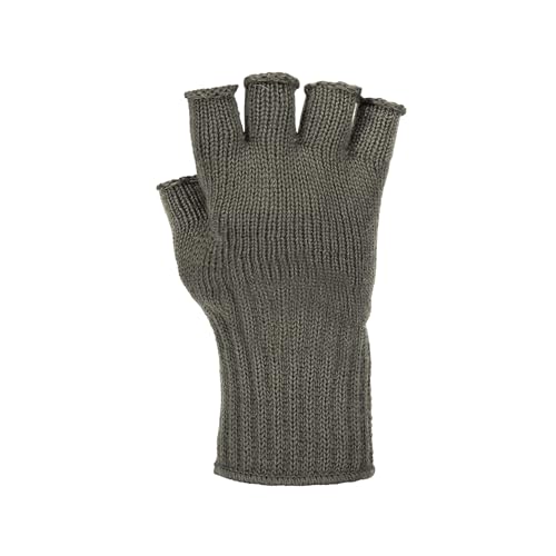 M MCGUIRE GEAR GI Wool Fingerless Gloves, Half Finger Outdoor Tactical Glove Insert - Ski Glove Insert Made in USA - color: Foliage Green