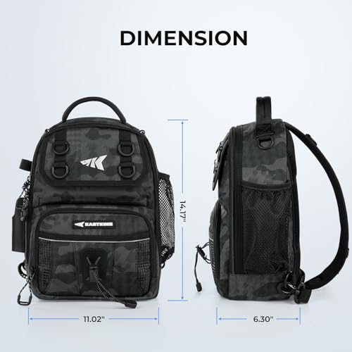 KastKing BaitSpace Fishing Sling Bag, Fishing Backpack with Rod & Beverage Holder, Tackle Bag for Fishing Gear - color: A: Black Camo, size: Standard