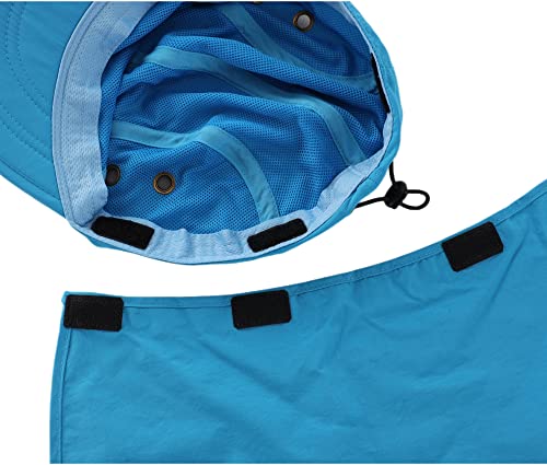 Connectyle Mens Foldable UV Protection Sun Hat with Removable Neck Flap Outdoor Adventure Sun Cap for Fishing Hiking Safari - color: Sky Blue