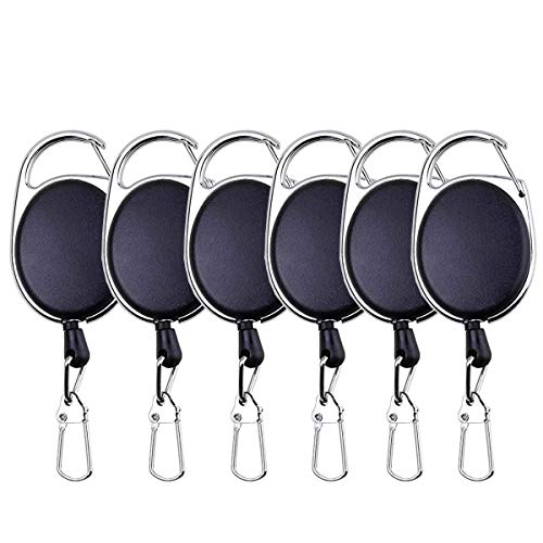 6PCS Fishing Zinger Retractors with 360 Degree Rotation Buckle for Fishing Climbing Hiking Outdoor Sports